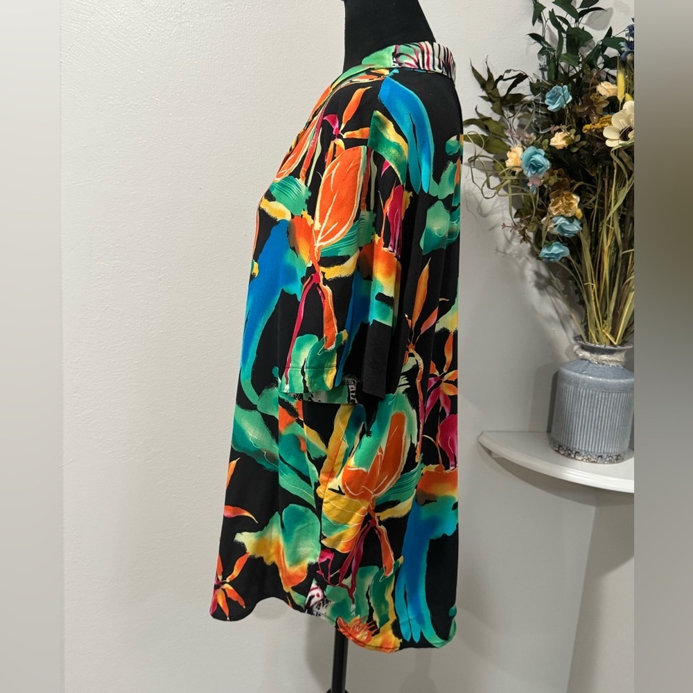 On The Verge Tropical Floral Button Up Top XL Hawaiian Resort Vacation Shirt VTG - Picture 6 of 12